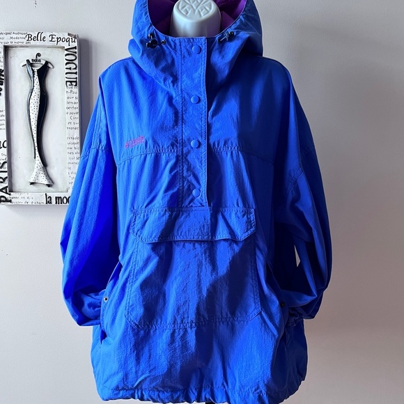 Vintage 90s Columbia Women’s Pullover Windbreaker Blue Athletic Jacket Size L - Picture 1 of 14